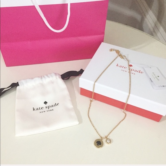 NWT kate spade Spot the Spade Gold Black Necklace - Picture 2 of 6